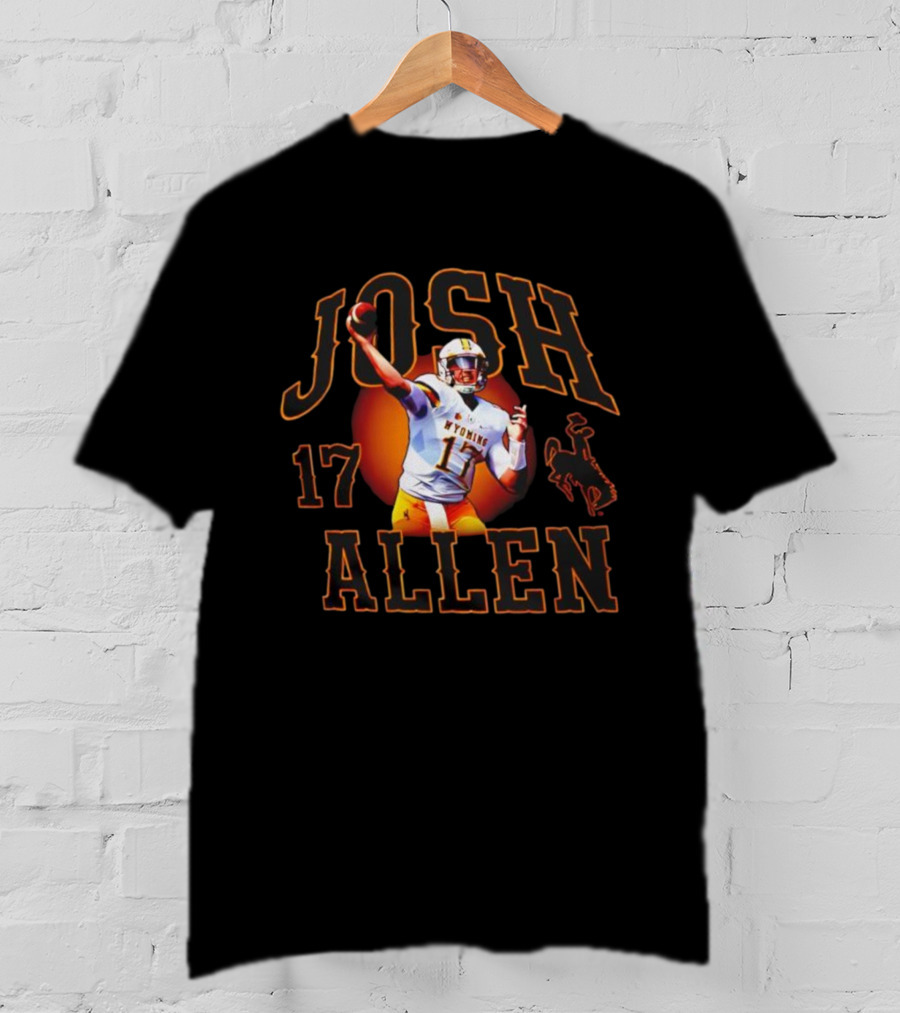 Josh Allen 17 Wyoming Cowboys Quarterback Action Pose T-Shirt