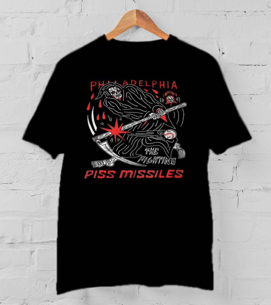 Philadelphia Phillies Grim Reaper The Fightins Piss Missiles Baseball T-Shirt