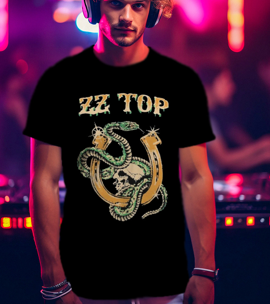 ZZ Top Rattlesnake Skull Horseshoe T-Shirt