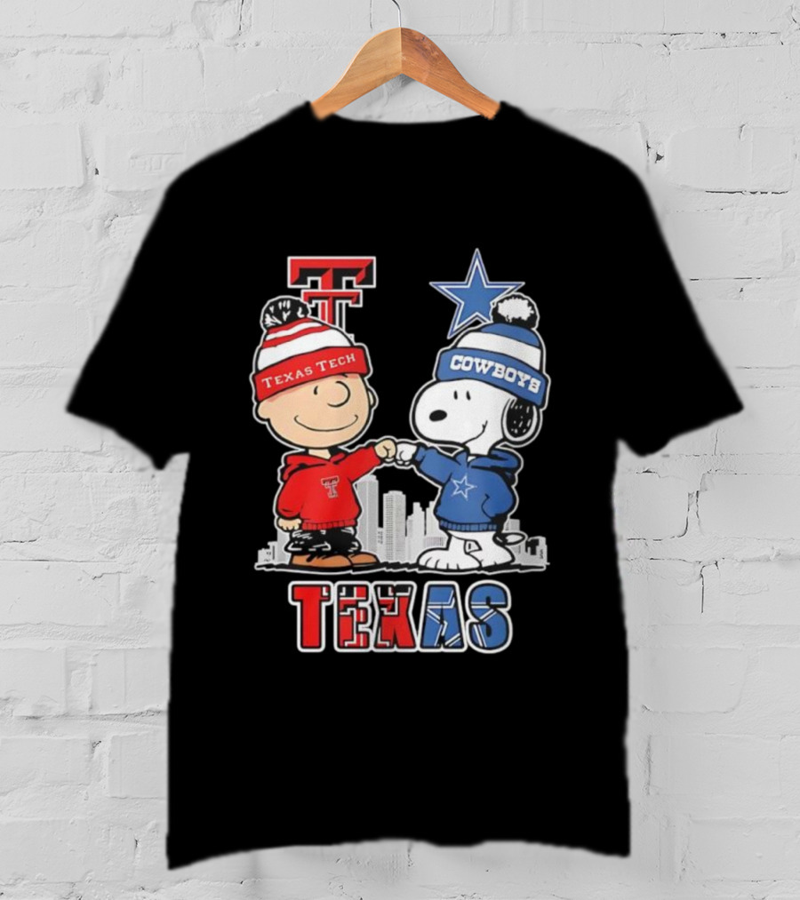 Snoopy Charlie Brown Texas Tech Red Raiders Dallas Cowboys Texas T-Shirt