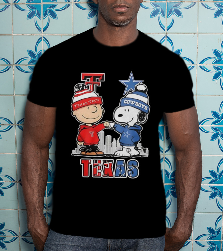 Snoopy Charlie Brown Texas Tech Red Raiders Dallas Cowboys Texas T-Shirt