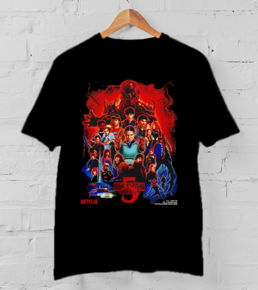 Stranger Things 5 Cast Netflix Series With Eleven And Chief Hopper T-Shirt
