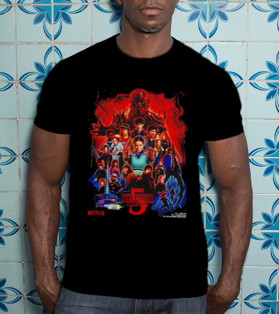 Stranger Things 5 Cast Netflix Series With Eleven And Chief Hopper T-Shirt