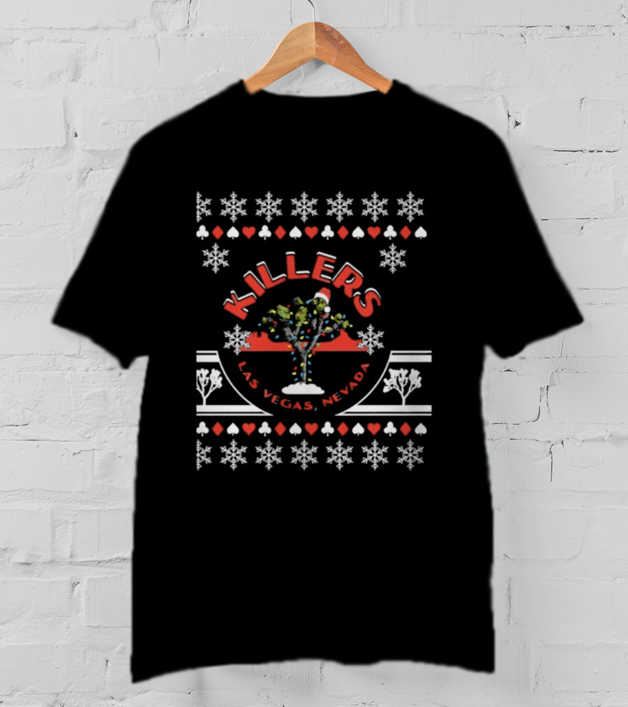 Killers Las Vegas Nevada Christmas Tree Snowflakes Holiday T-Shirt