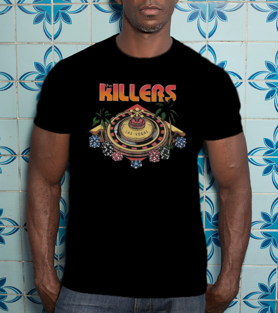 The Killers Las Vegas Roulette Summer Poker Chips Palm Trees T-Shirt