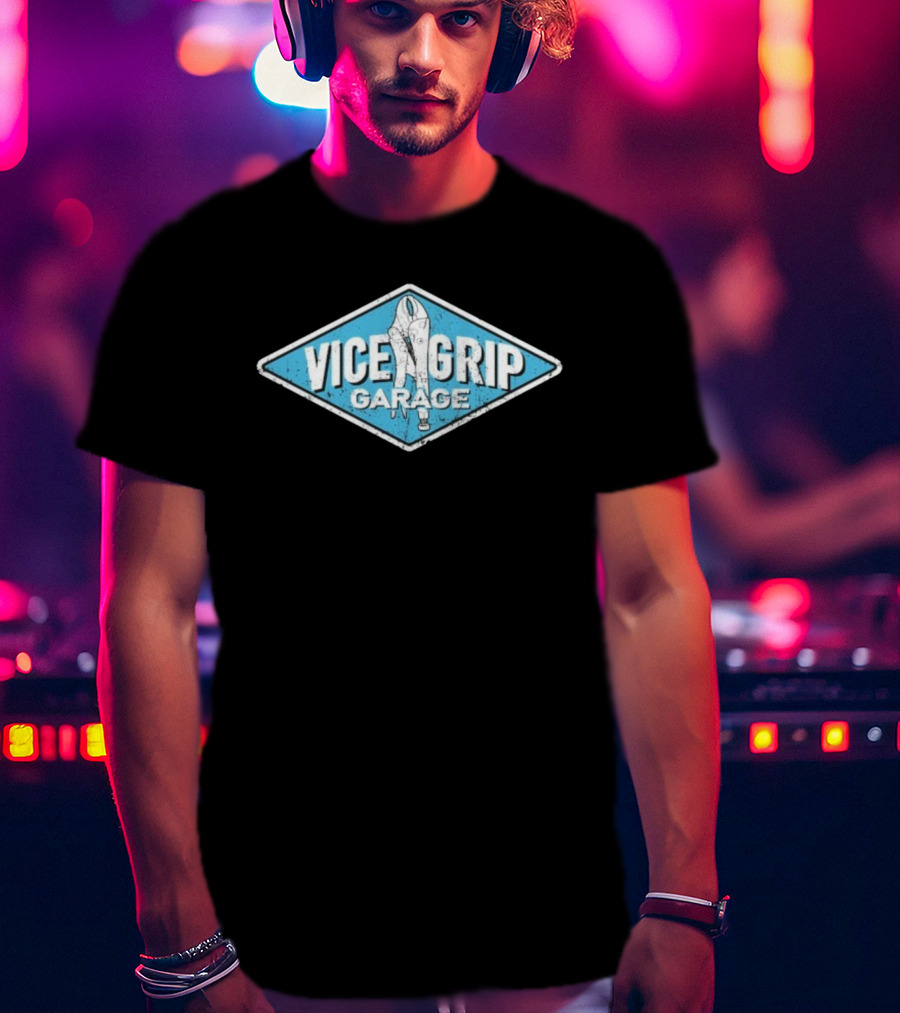 Vice Grip Garage Blue Sign Wrench Vintage Style T-Shirt