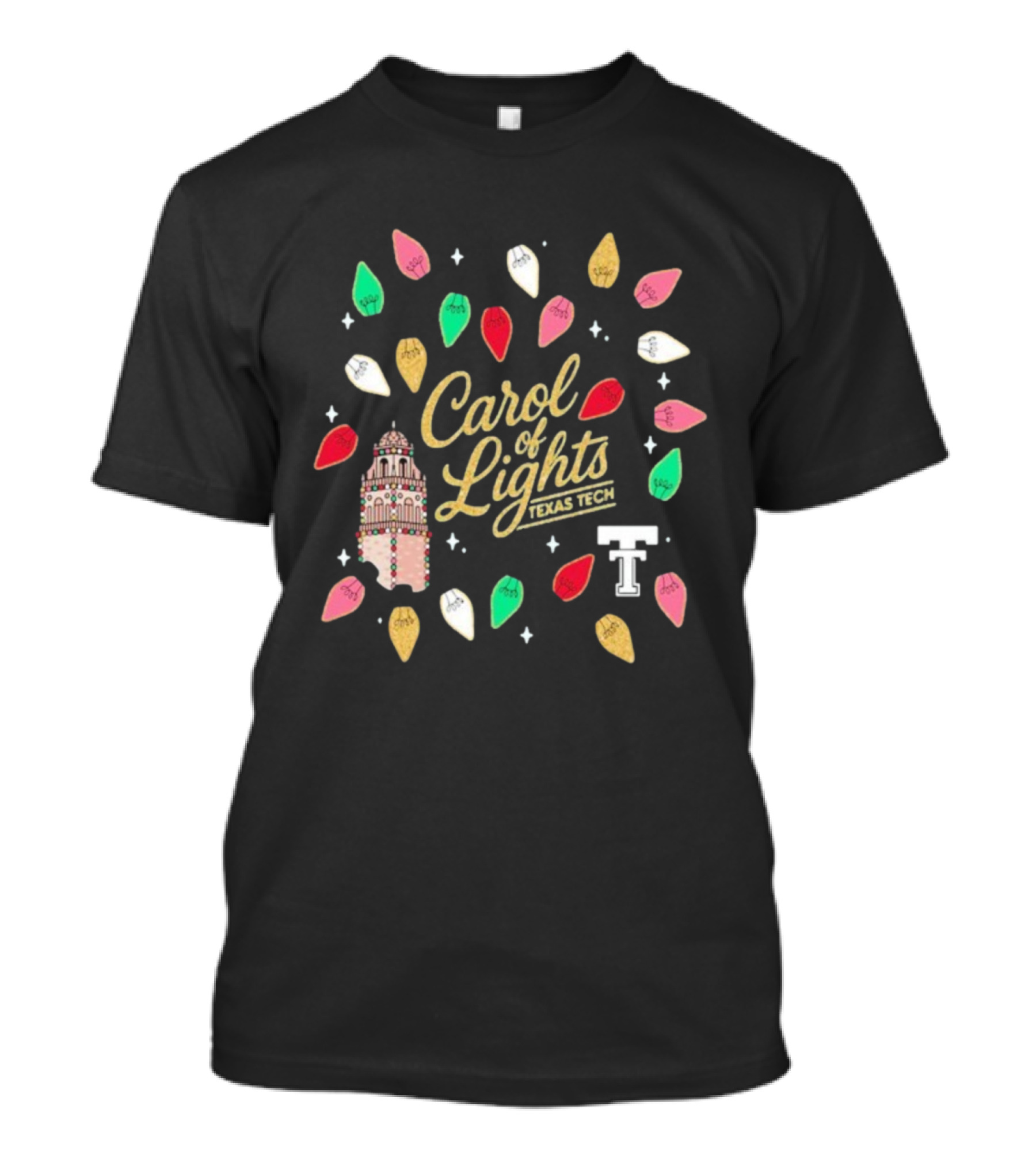 Texas Tech Red Raiders Carol Of Lights Christmas Festive Display T-Shirt