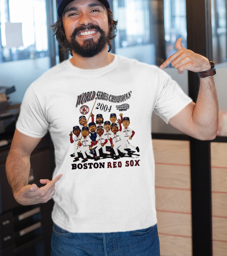 Boston Red Sox 2004 World Series Champions Player Caricature T-Shirt