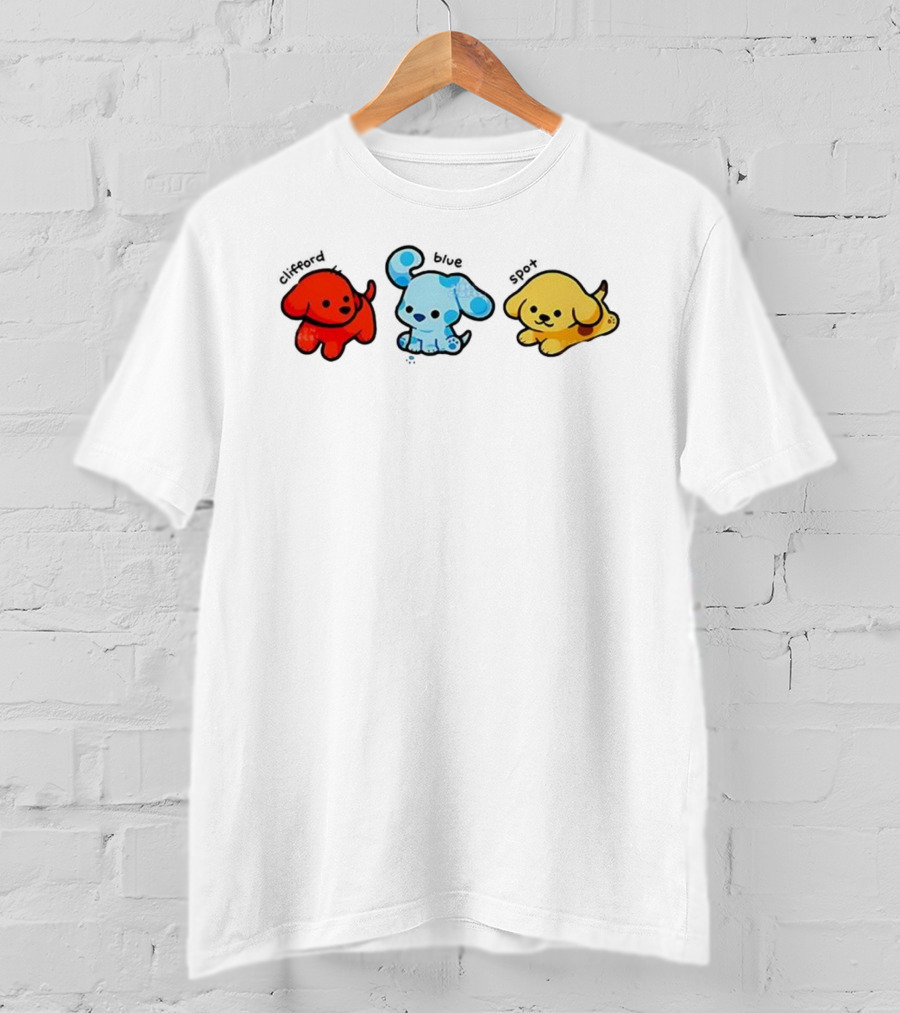 Clifford Blue Spot Pork Cartoon Puppies T-Shirt