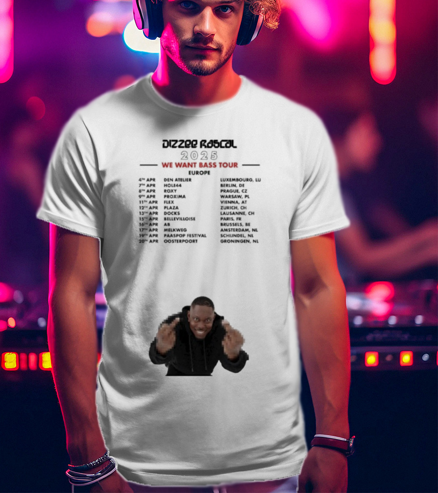 Dizzee Rascal We Want Bass Europe Tour 2025 Middle Fingers T-Shirt