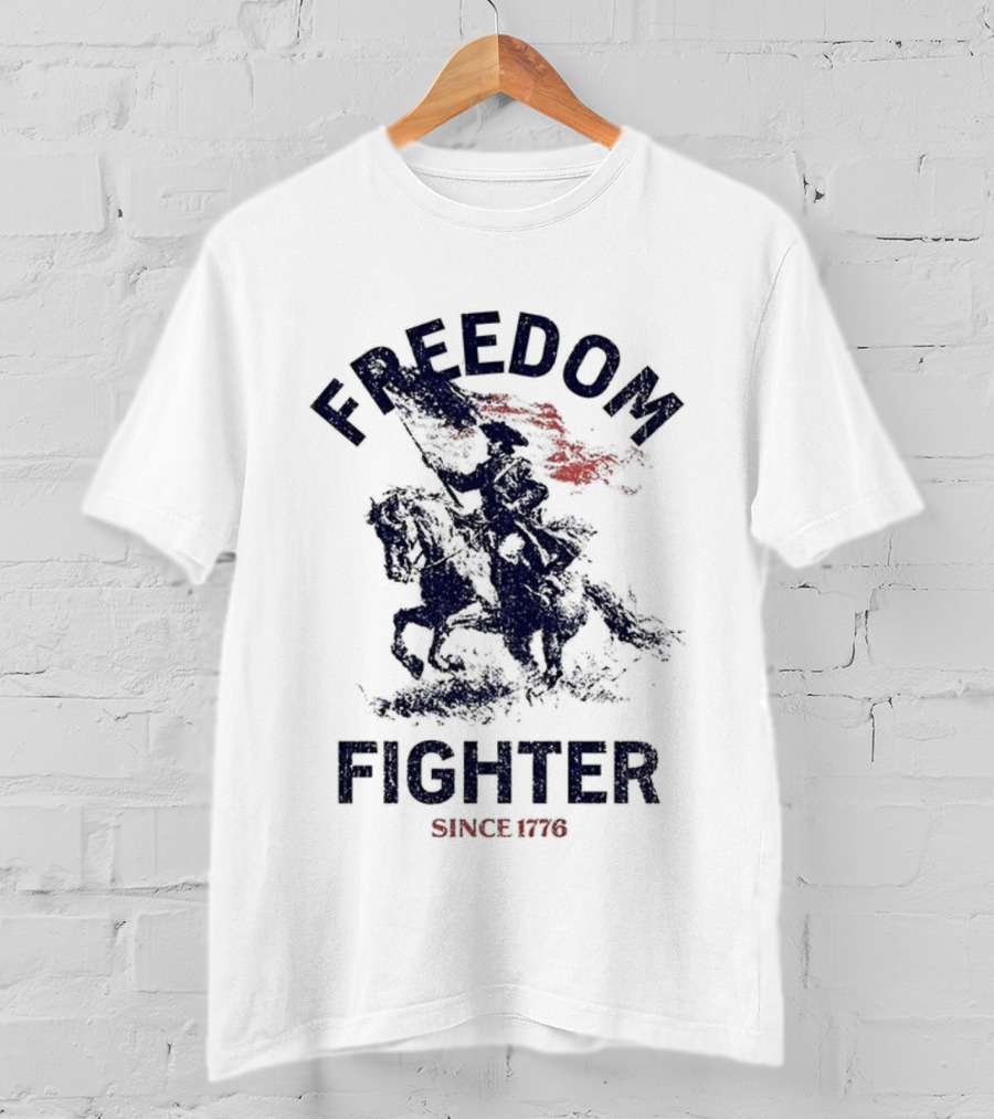 Freedom Fighter Since 1776 Soldier Waving American Flag T-Shirt