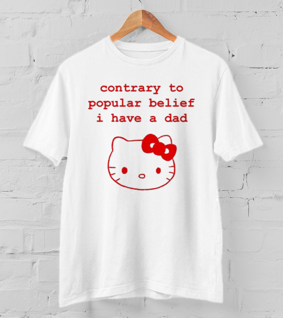 Contrary To Popular Belief I Have A Dad Kitty Bow Design T-Shirt