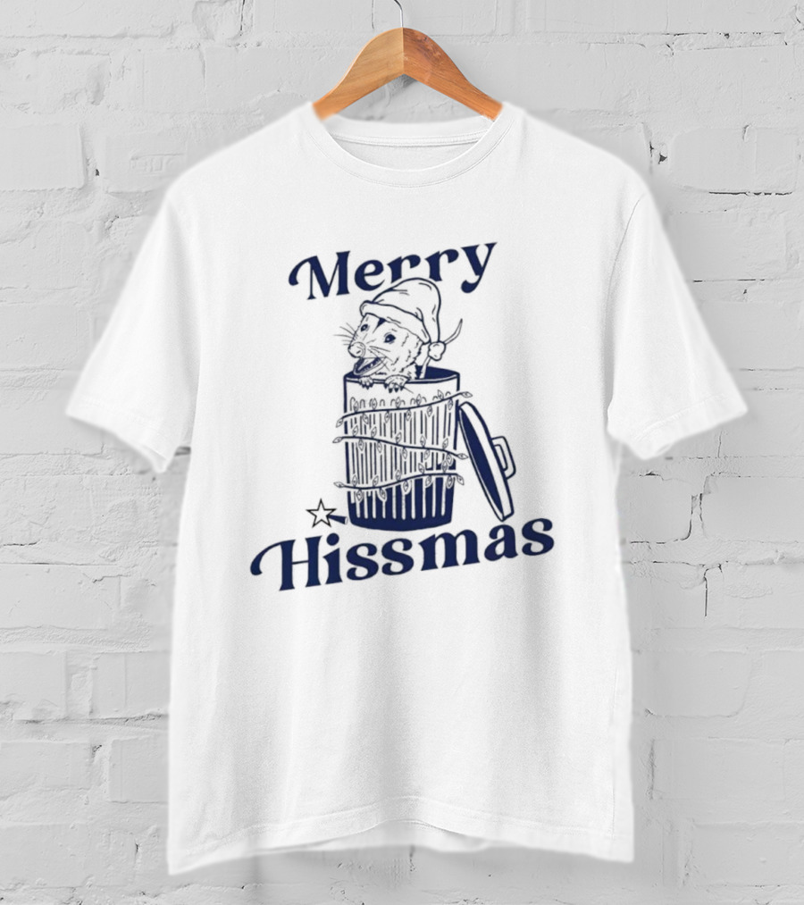 Merry Hissmas Cat In Trash Can Festive Humor T-Shirt