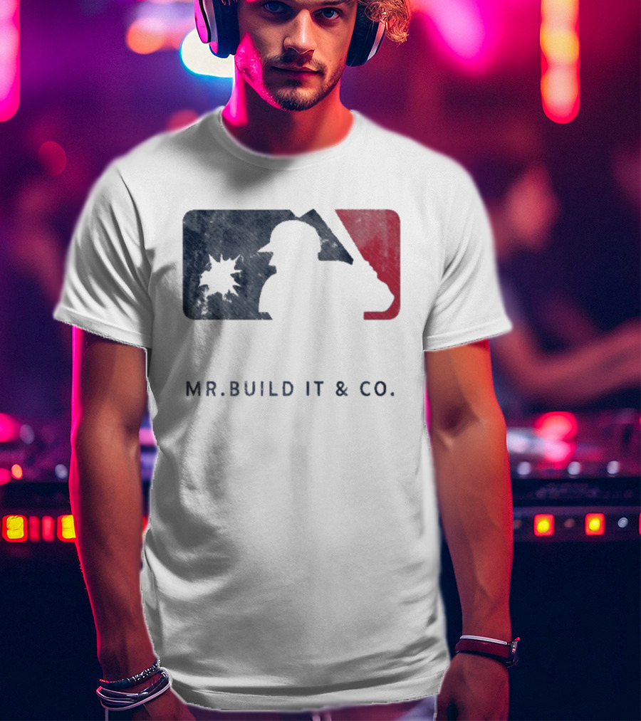 Mr Build It Wrecking Day MLB Bulldozer Silhouette T-Shirt