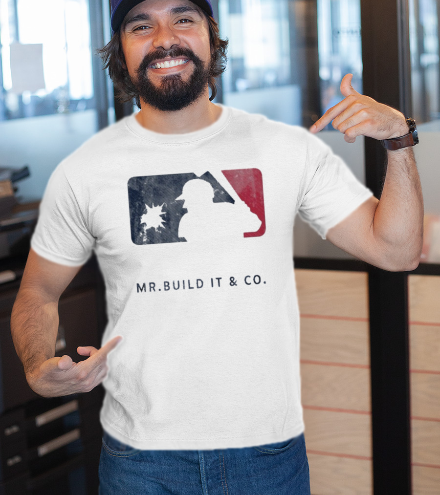 Mr Build It Wrecking Day MLB Bulldozer Silhouette T-Shirt