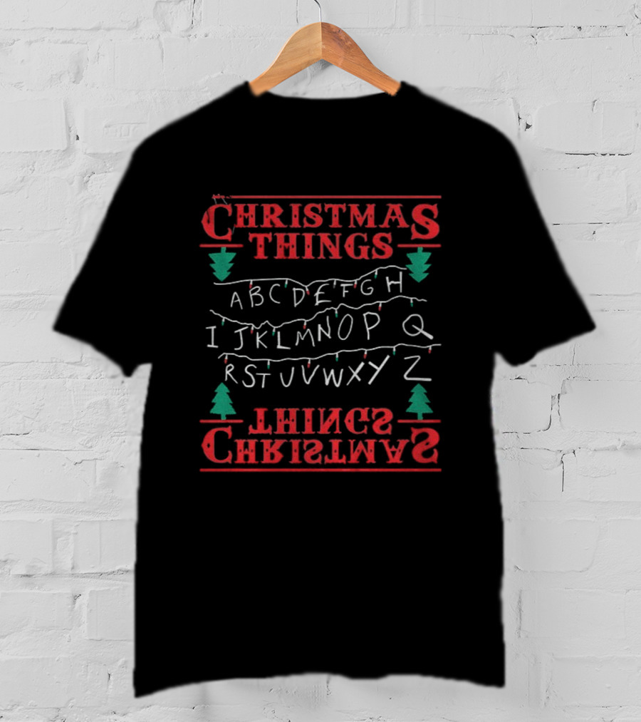 Christmas Things Merry Xmas Alphabet Lights Upside Down T-Shirt