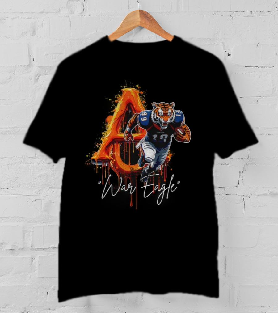War Eagle Auburn Tigers Mascot In NFL Football Gear Game Day T-Shirt