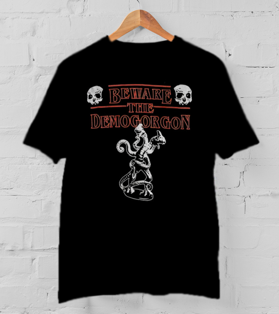 Beware The Demogorgon Stranger Things Skulls Iconic Monster Warning T-Shirt