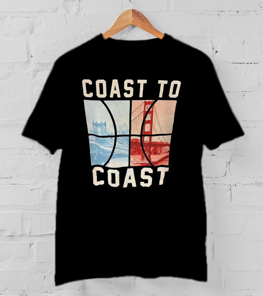 Coast To Coast Brooklyn Bridge Golden Gate Bridge Basketball T-Shirt