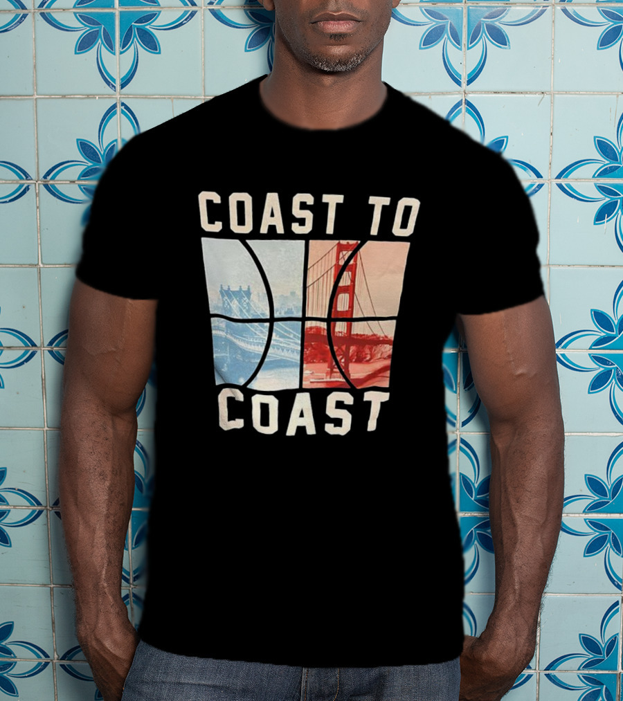 Coast To Coast Brooklyn Bridge Golden Gate Bridge Basketball T-Shirt