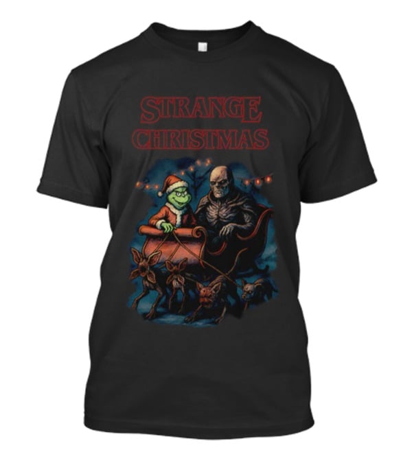 Grinch Stranger Things Christmas Crossover Santa Sleigh Demogorgon T-Shirt