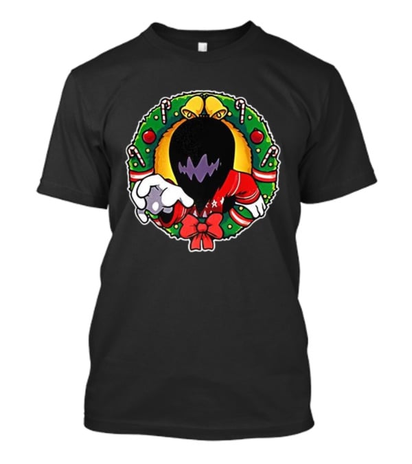 Holiday Ghoul Christmas Wreath Monster Candy Cane Festive Graphic T-Shirt