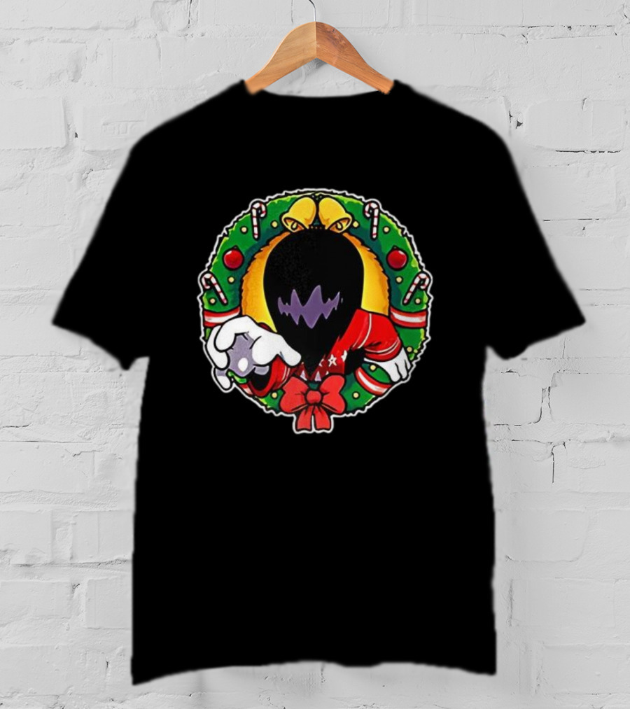 Holiday Ghoul Christmas Wreath Monster Candy Cane Festive Graphic T-Shirt