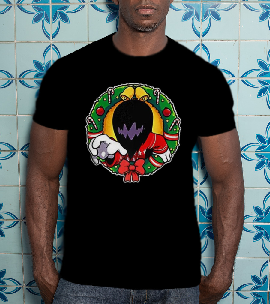 Holiday Ghoul Christmas Wreath Monster Candy Cane Festive Graphic T-Shirt