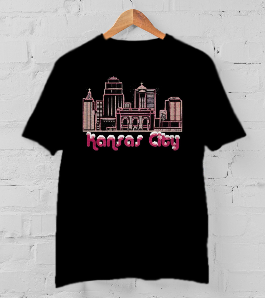 Kansas City Skyline Holiday Christmas Snow T-Shirt