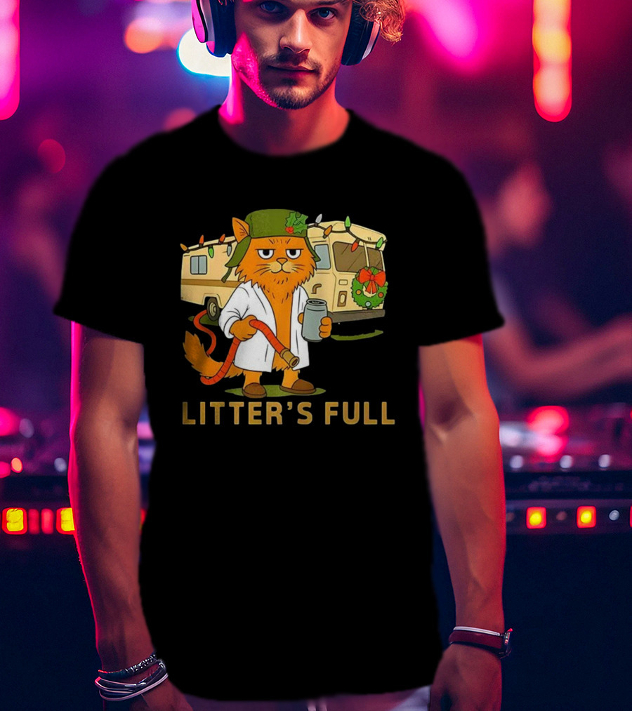 Litter's Full Shitters Full Cat Christmas RV Holiday Lights T-Shirt
