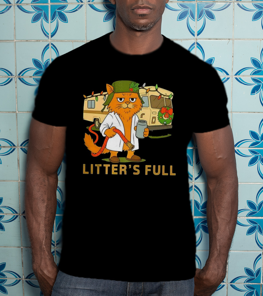 Litter's Full Shitters Full Cat Christmas RV Holiday Lights T-Shirt