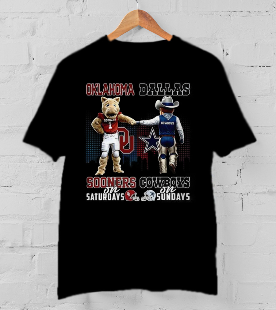 Oklahoma Sooners Saturdays Dallas Cowboys Sundays Mascot Team Spirit T-Shirt
