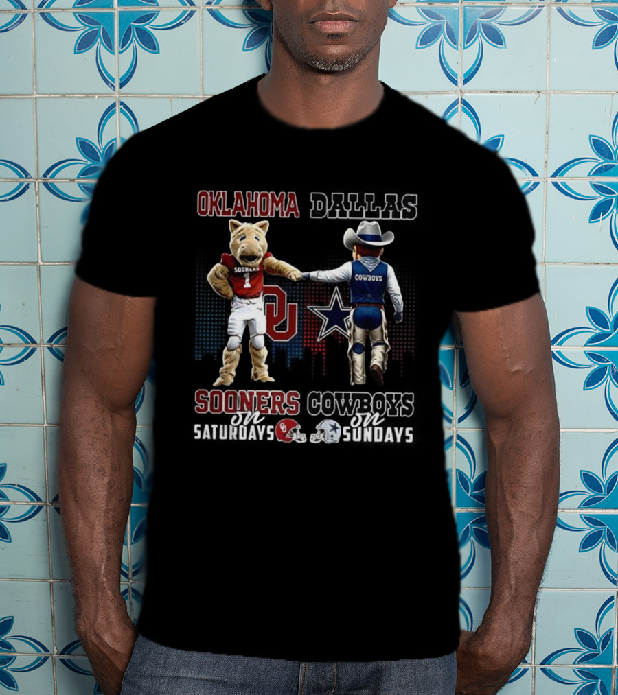 Oklahoma Sooners Saturdays Dallas Cowboys Sundays Mascot Team Spirit T-Shirt