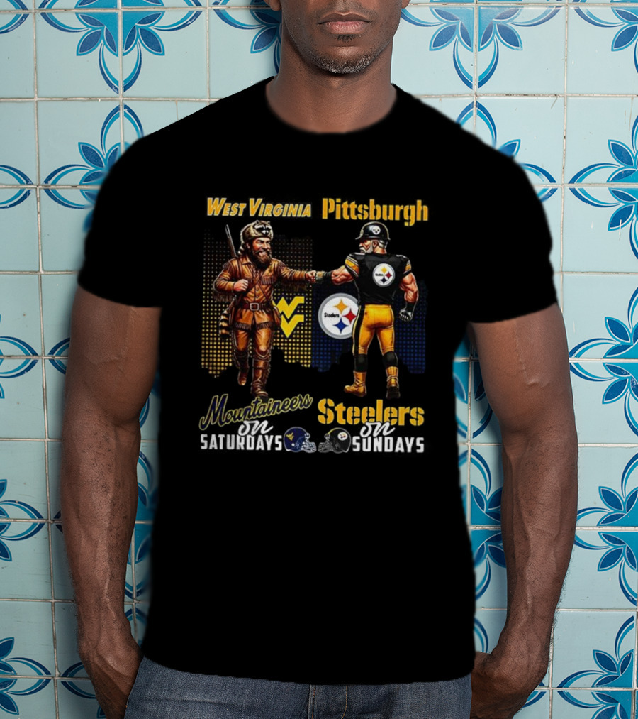 West Virginia Mountaineers And Pittsburgh Steelers Mascots Unite Saturdays And Sundays T-Shirt
