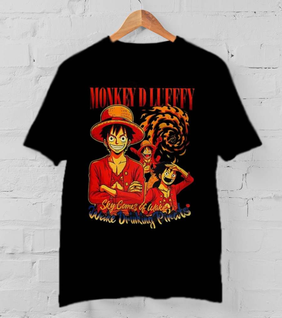 Monkey D Luffy Sky Comes Of Wake Wine Drinking Pirates T-Shirt