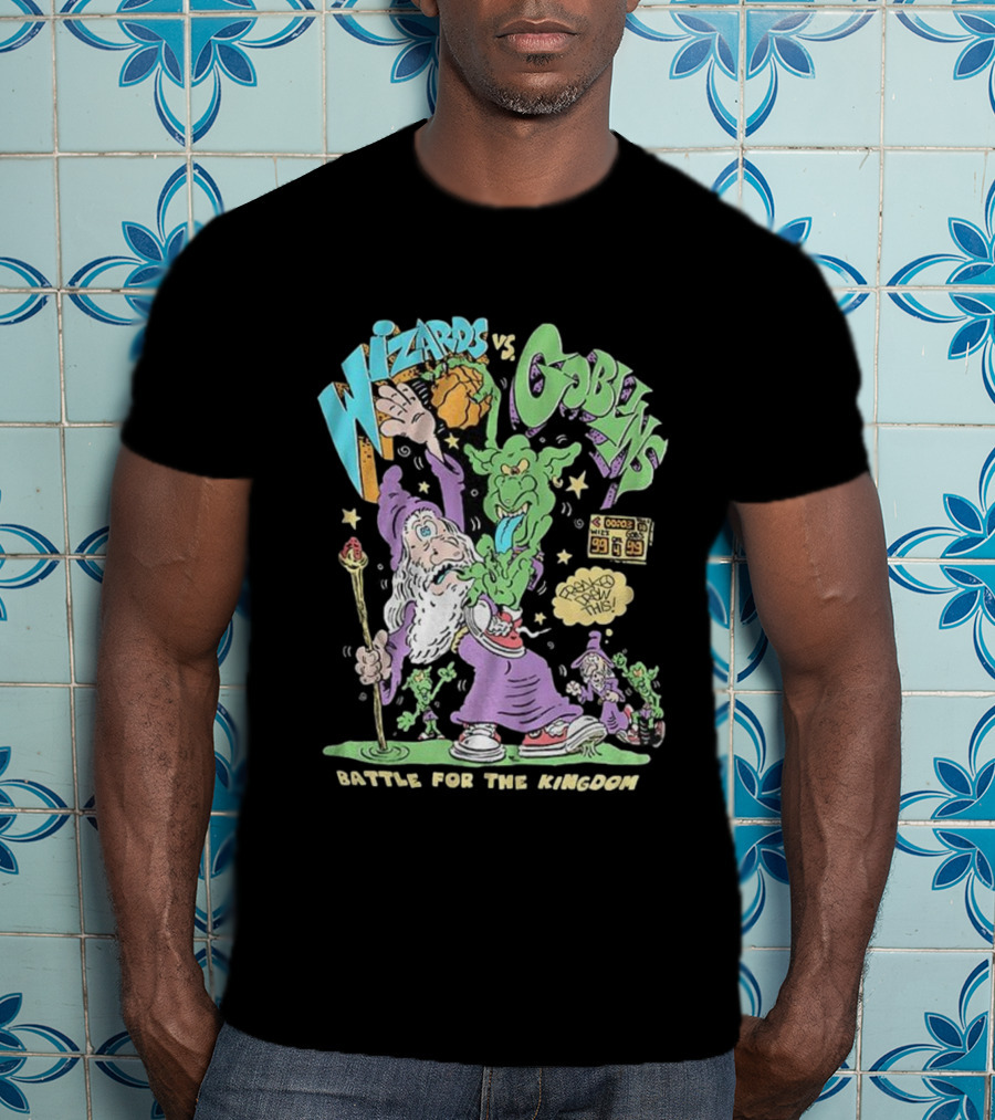 Wizards Vs Goblins Battle For The Kingdom Basketball Cartoons Scoreboard Showdown T-Shirt