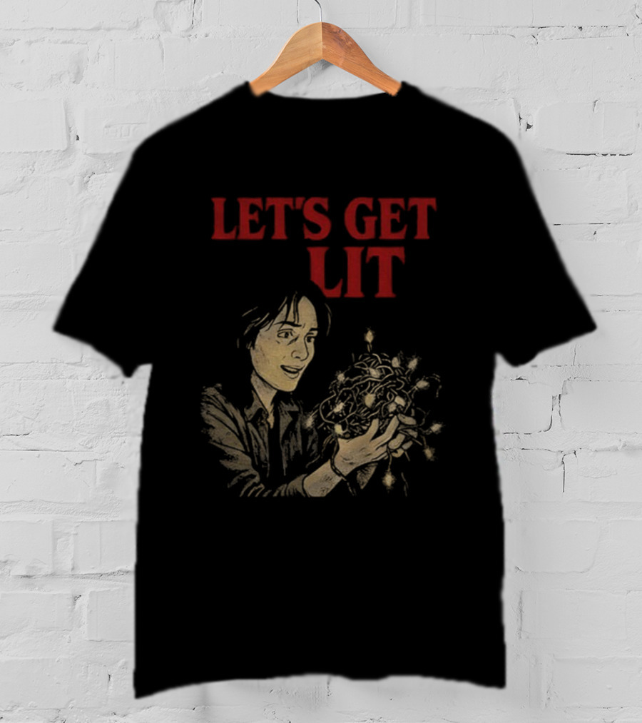 Stranger Things Let's Get Lit Funny Holiday Christmas Lights T-Shirt