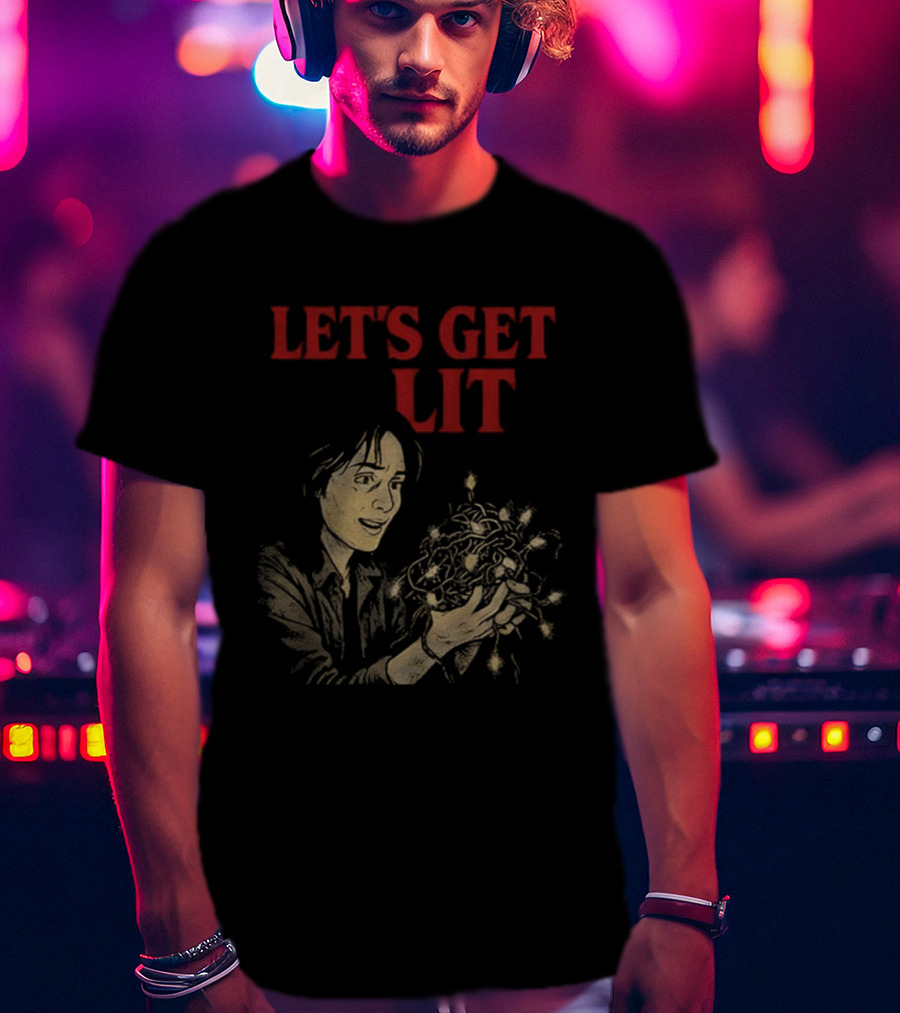 Stranger Things Let's Get Lit Funny Holiday Christmas Lights T-Shirt