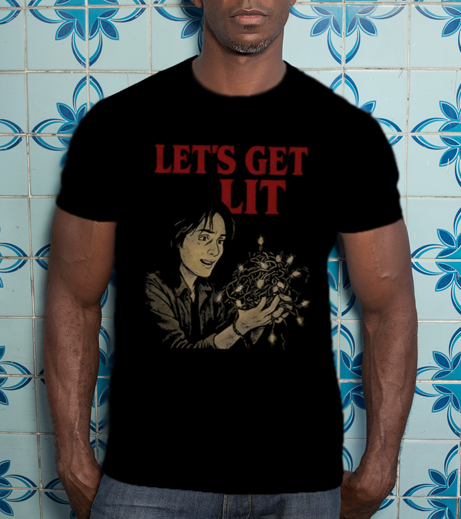 Stranger Things Let's Get Lit Funny Holiday Christmas Lights T-Shirt