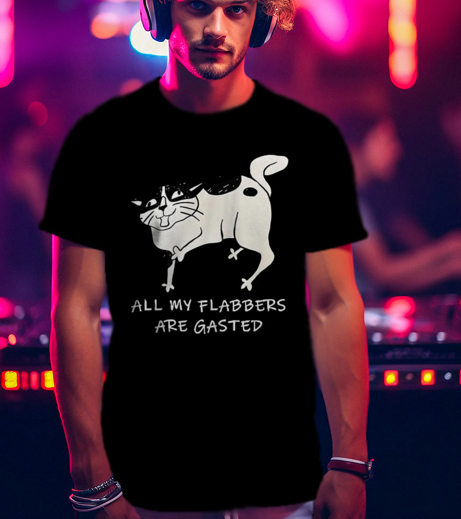 Surprised Cat All My Flabbers Are Gasted Sketch T-Shirt
