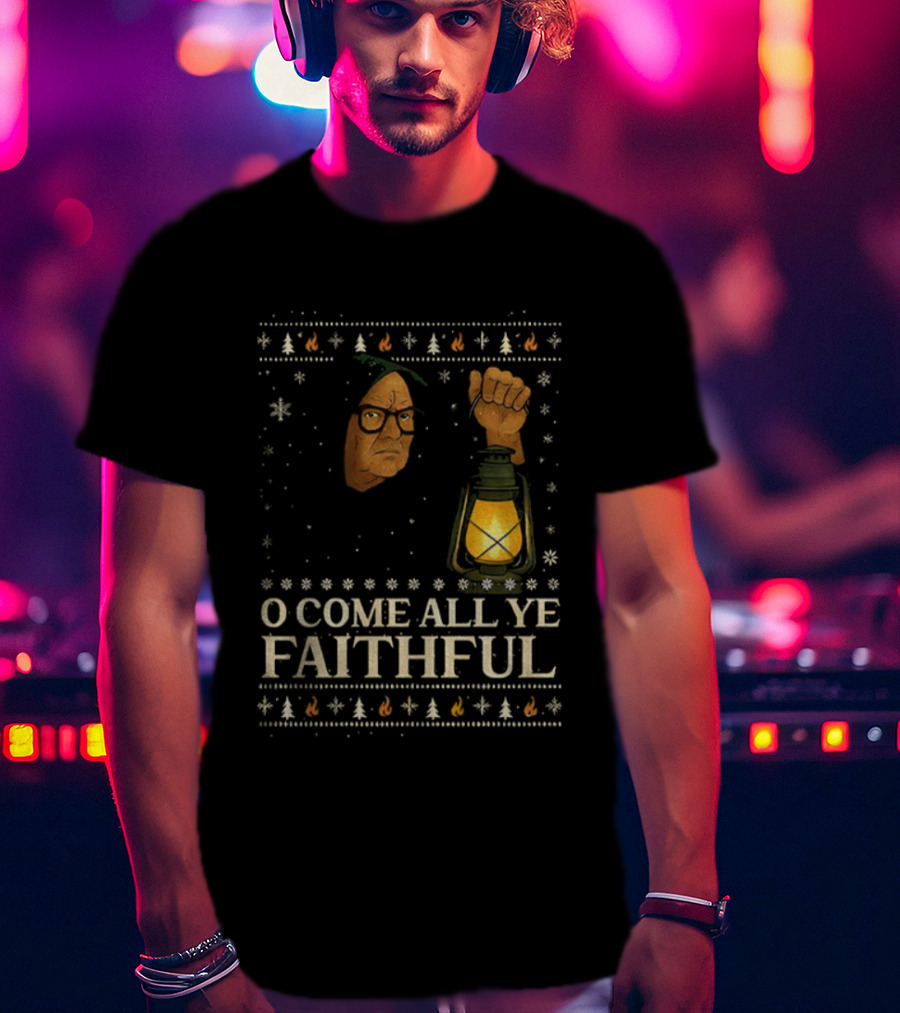 O Come All Ye Faithful Funny Traitors Christmas Sweater Lantern Design T-Shirt