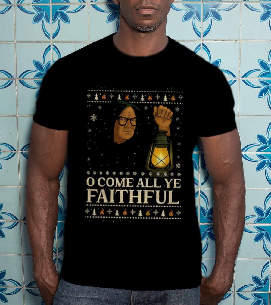 O Come All Ye Faithful Funny Traitors Christmas Sweater Lantern Design T-Shirt