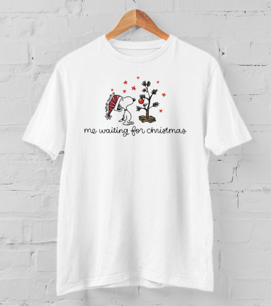 Snoopy Me Waiting For Christmas Tree Holiday Scene T-Shirt