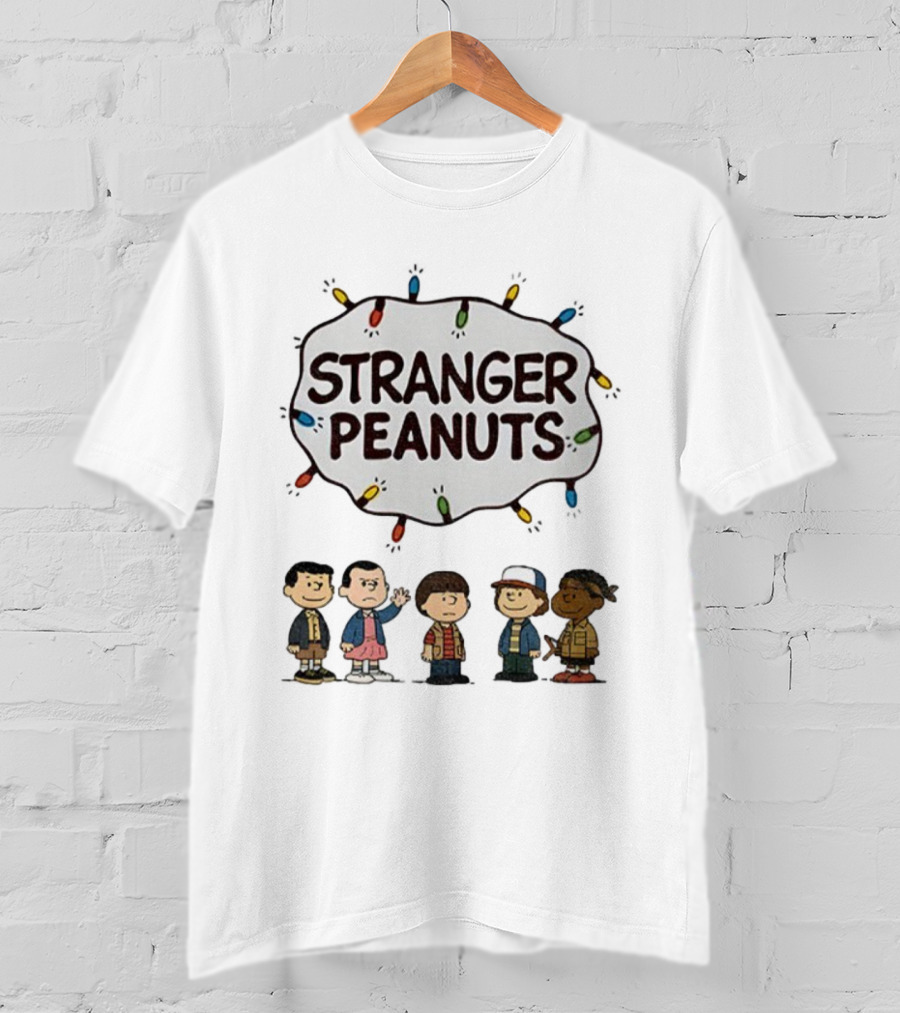 Stranger Peanuts Characters Christmas Lights Mashup T-Shirt