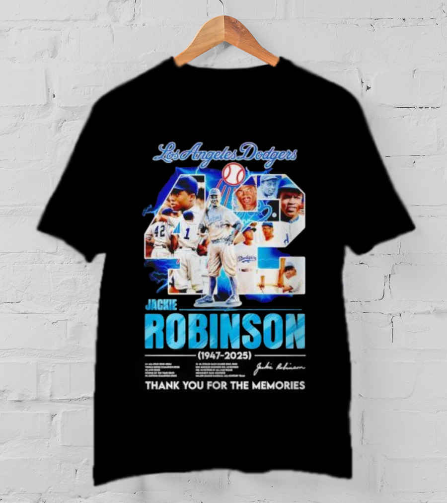 Los Angeles Dodgers Jackie Robinson 42 1947 2025 Thank You For The Memories T-Shirt