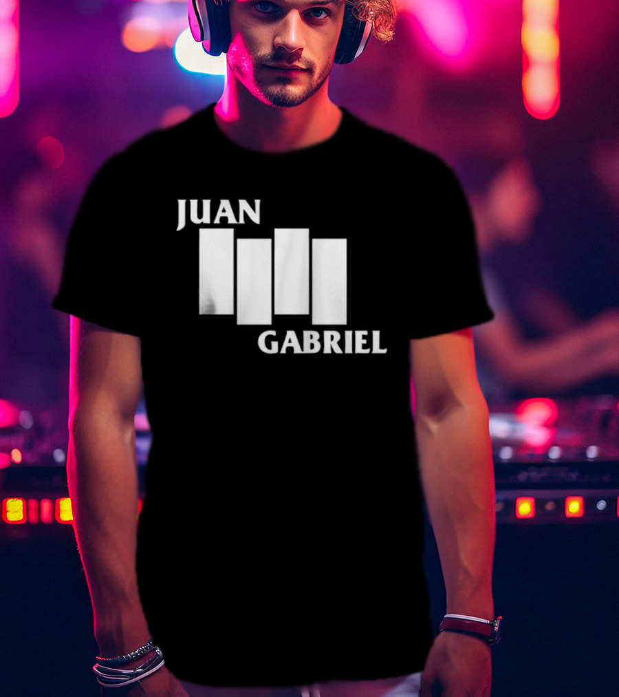 Juan Gabriel Black Flag Parody White Text T-Shirt
