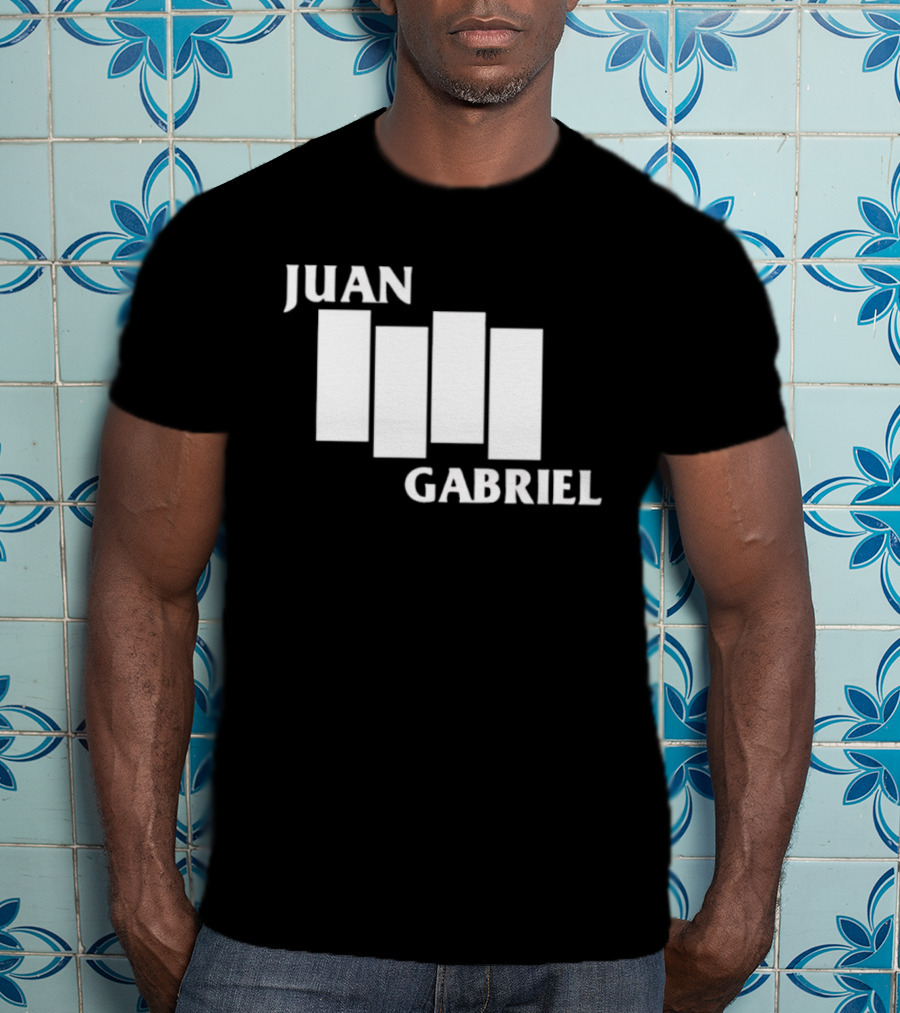 Juan Gabriel Black Flag Parody White Text T-Shirt