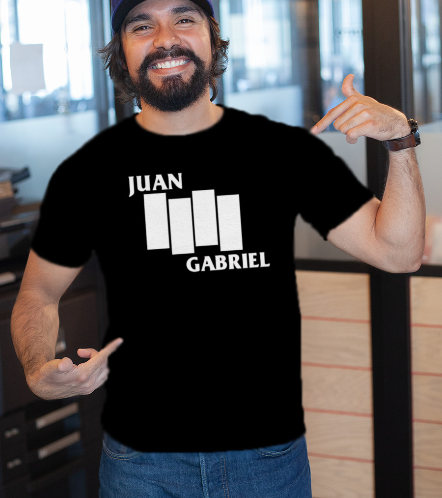 Juan Gabriel Black Flag Parody White Text T-Shirt