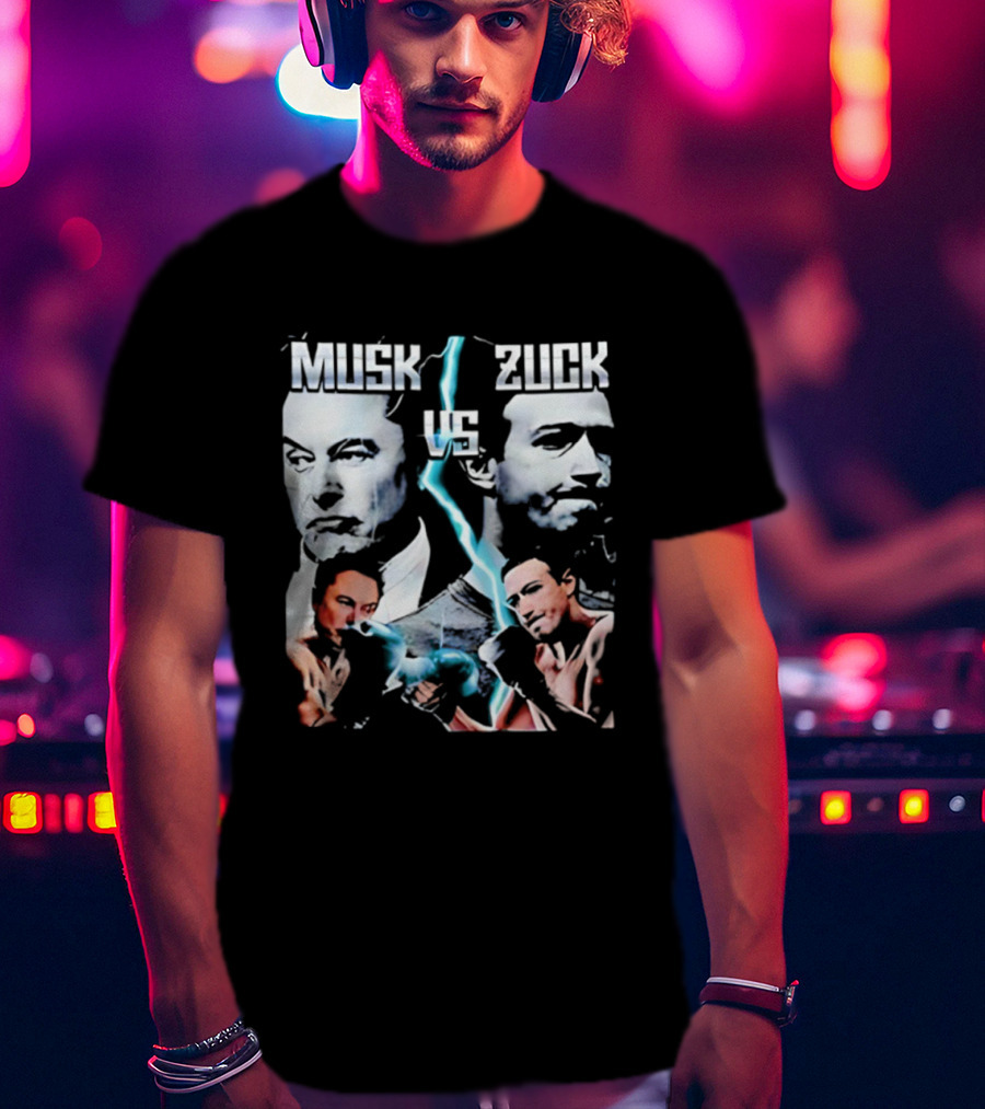 Musk Zuck Dual Lighting Face-Off T-Shirt