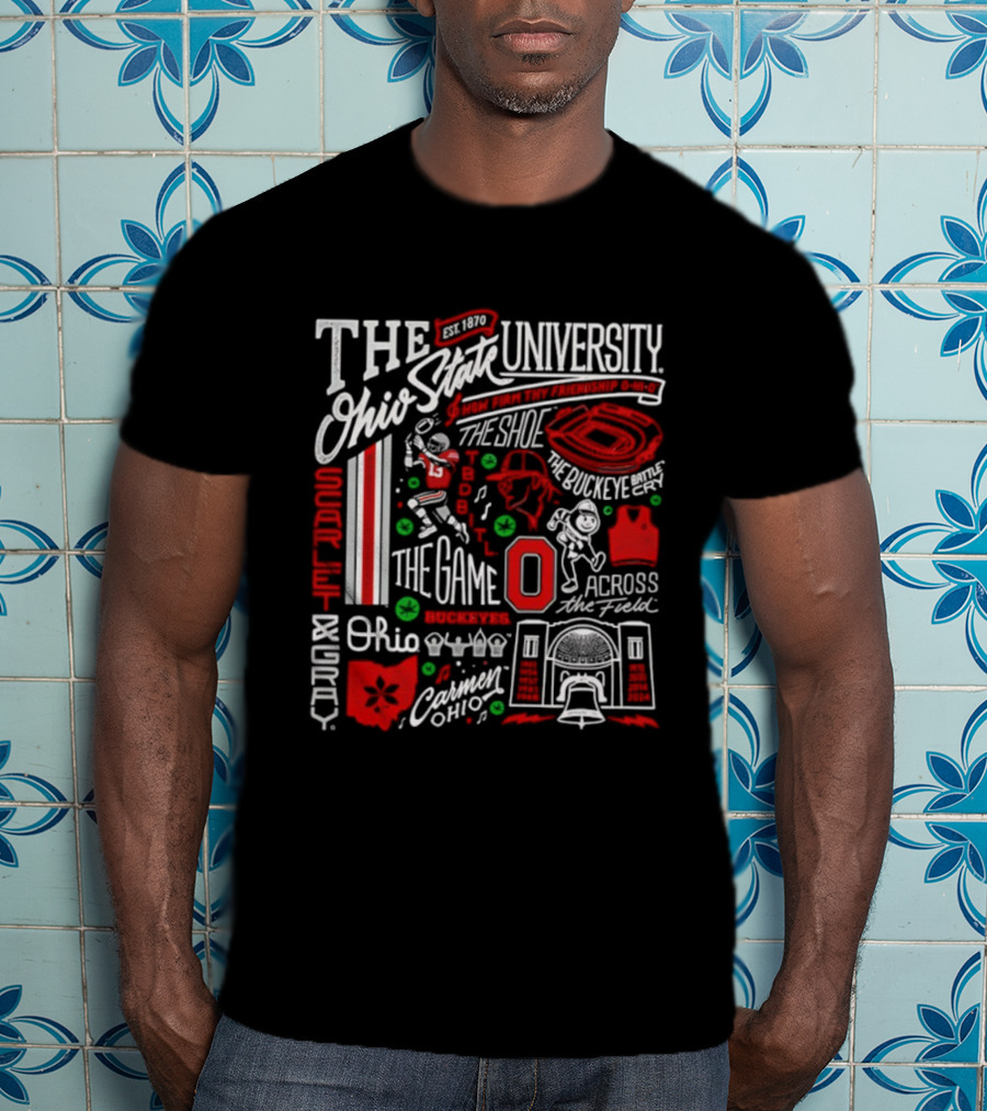 Ohio State University Buckeye Leaf Football Heritage Across The Field T-Shirt